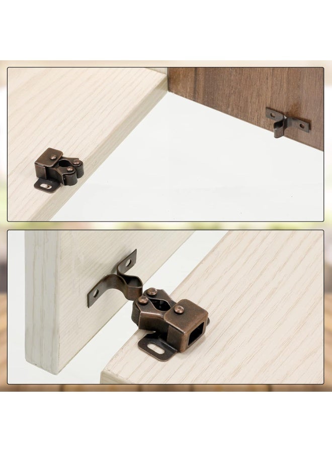 20 Pcs Cabinet Door Latch and Catch Hardware Double Roller Catch Cabinet Latches with Spear Strike for Closet Doors Kitchen (Brown Antique Copper) - Image 3